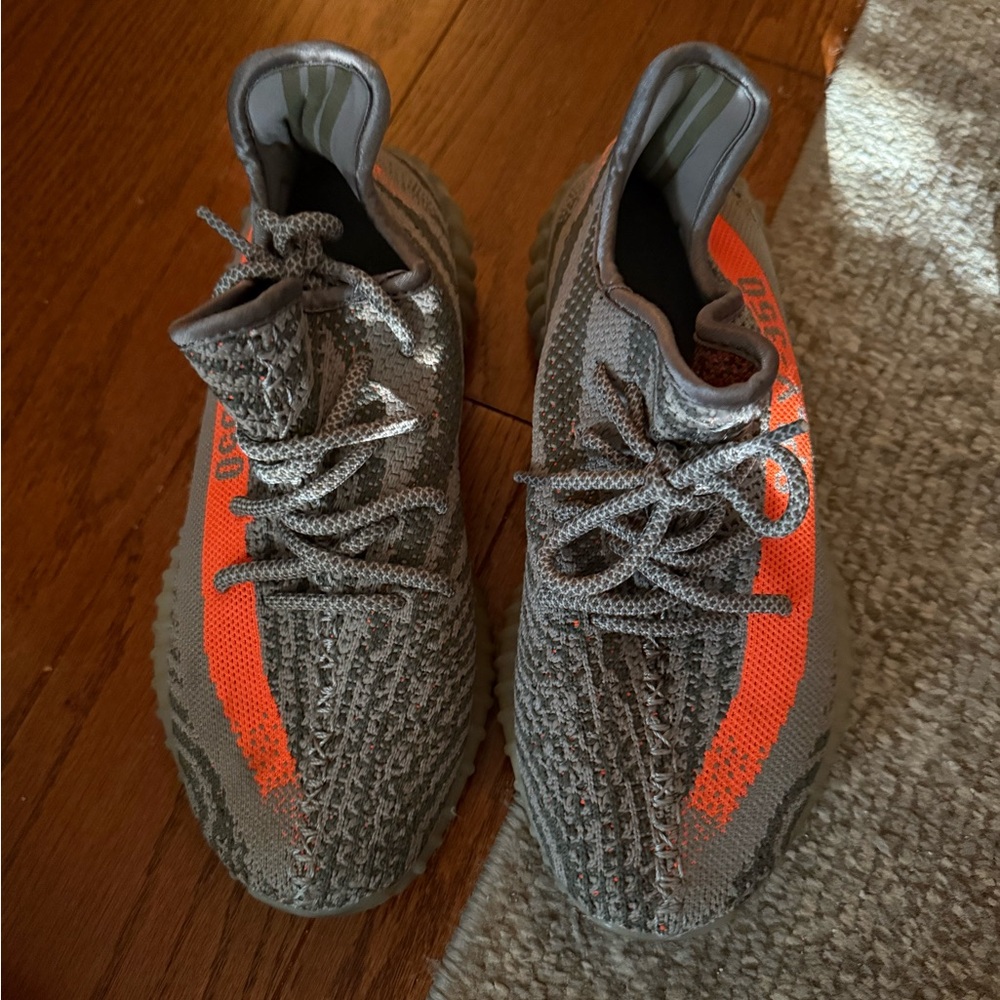 Gray and Orange Yeezy Sneakers